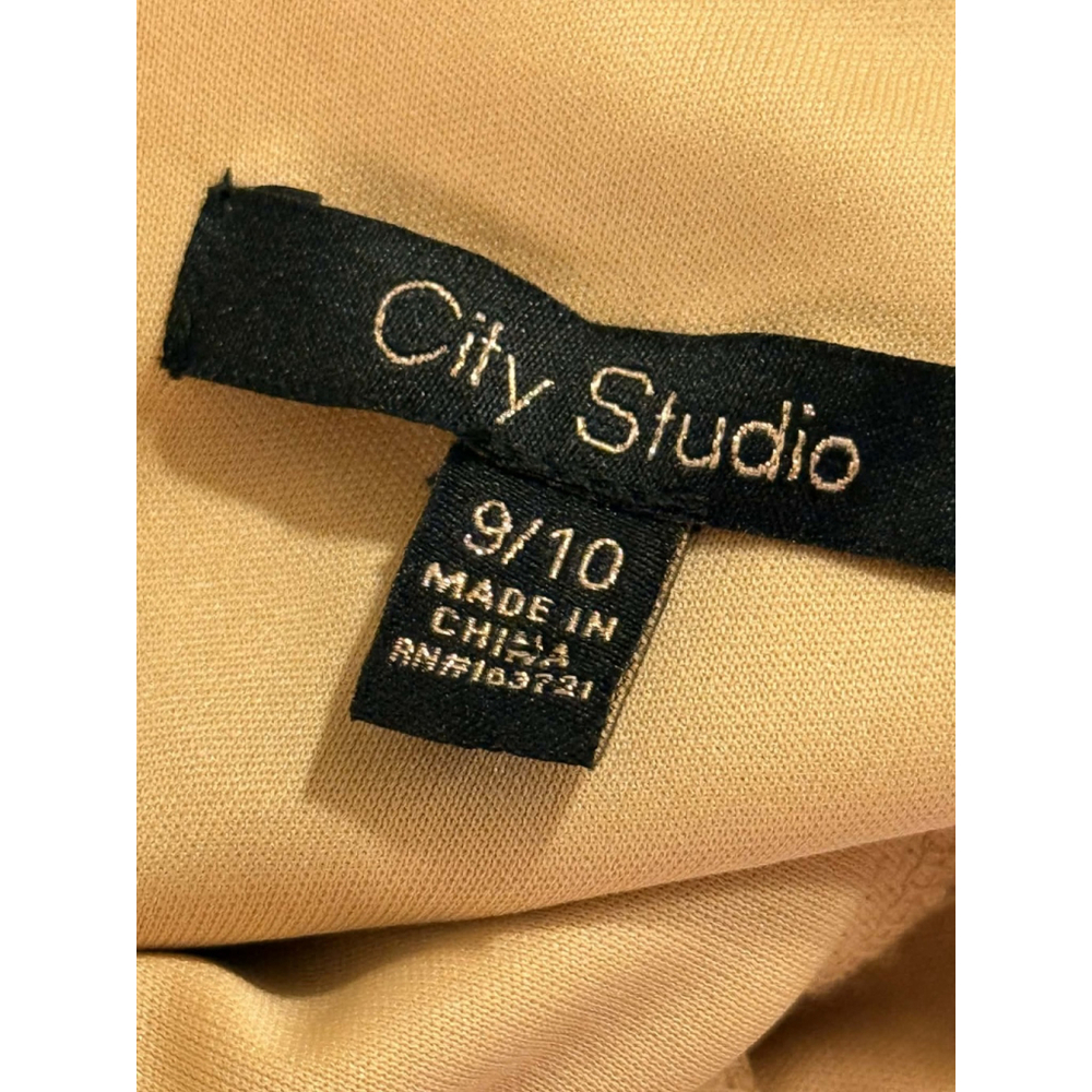 City Studio JUNIORS Satin Like Dark Gold Mini Flare Cocktail Dress SZ 9 / 10 - Picture 10 of 16